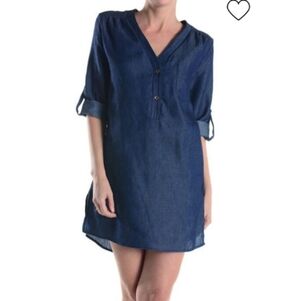 #1487 Adrienne Denim Loose tunic dress sz M